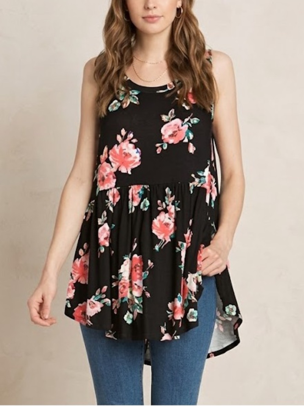 Sweet Pea Floral Babydoll Tunic Top​​​